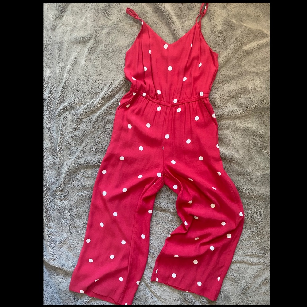 Loft Polka Dot Red Jumpsuit